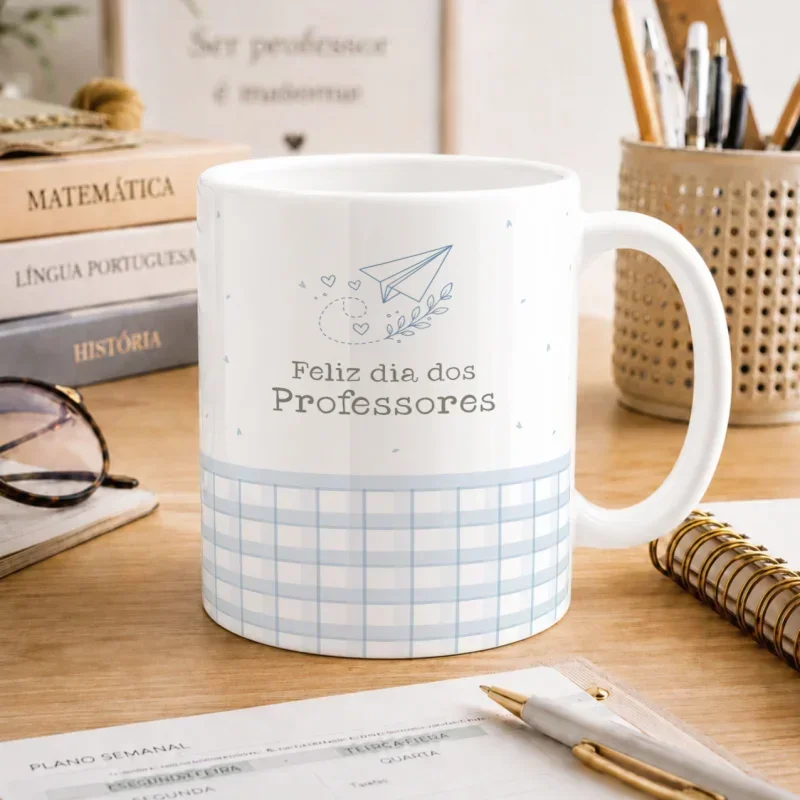 Caneca Feliz dia dos Professores Azul 2
